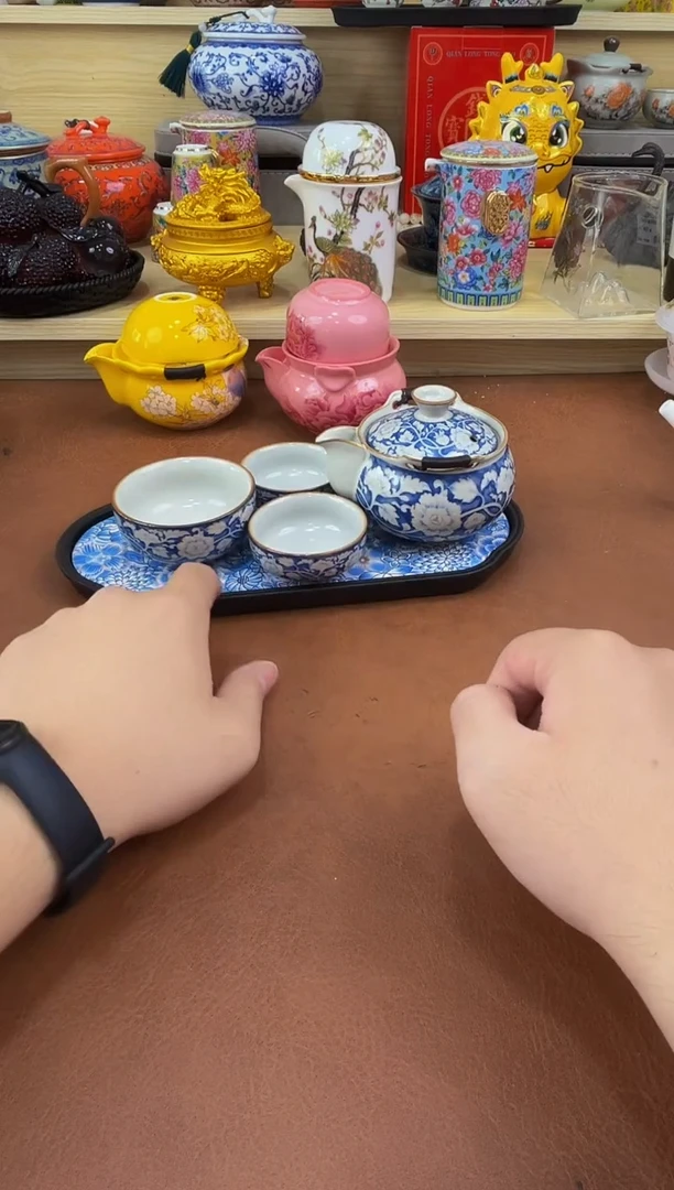 陶瓷茶具摆件旅行套组