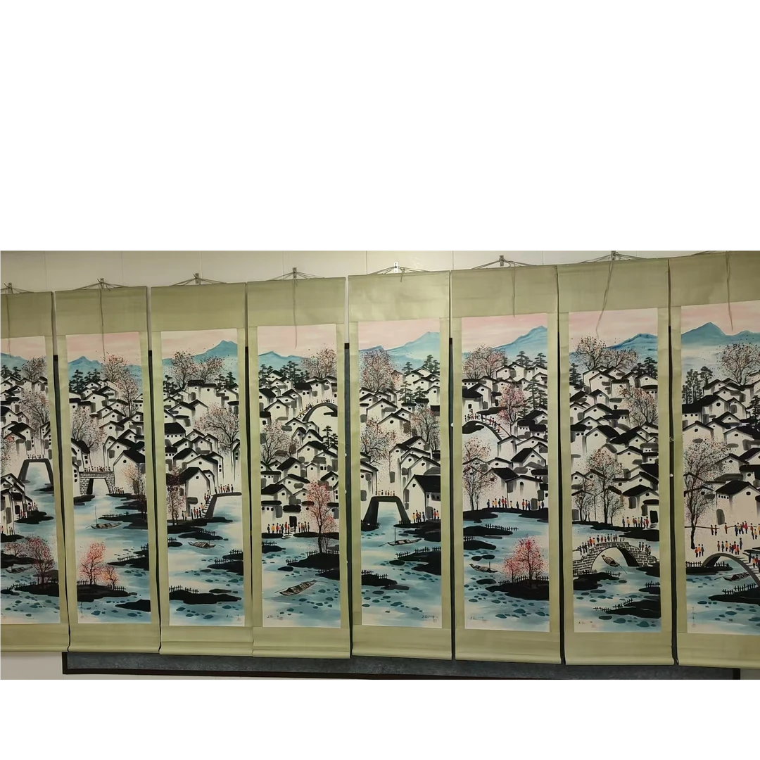 吴老款山水八条屏180/47/8