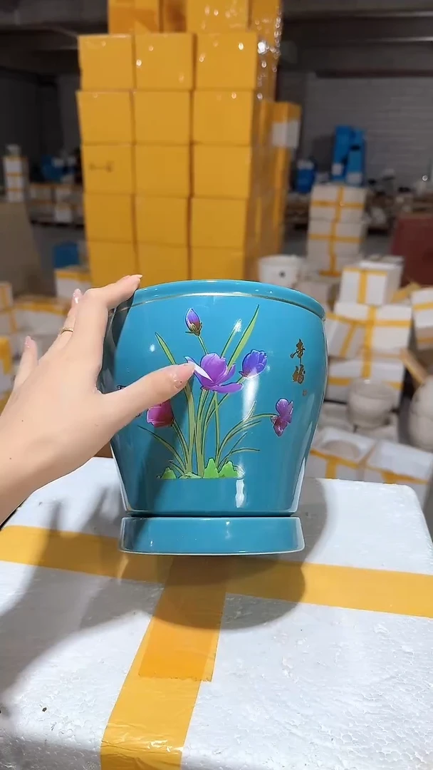图案任意发高温陶瓷花盆+E48