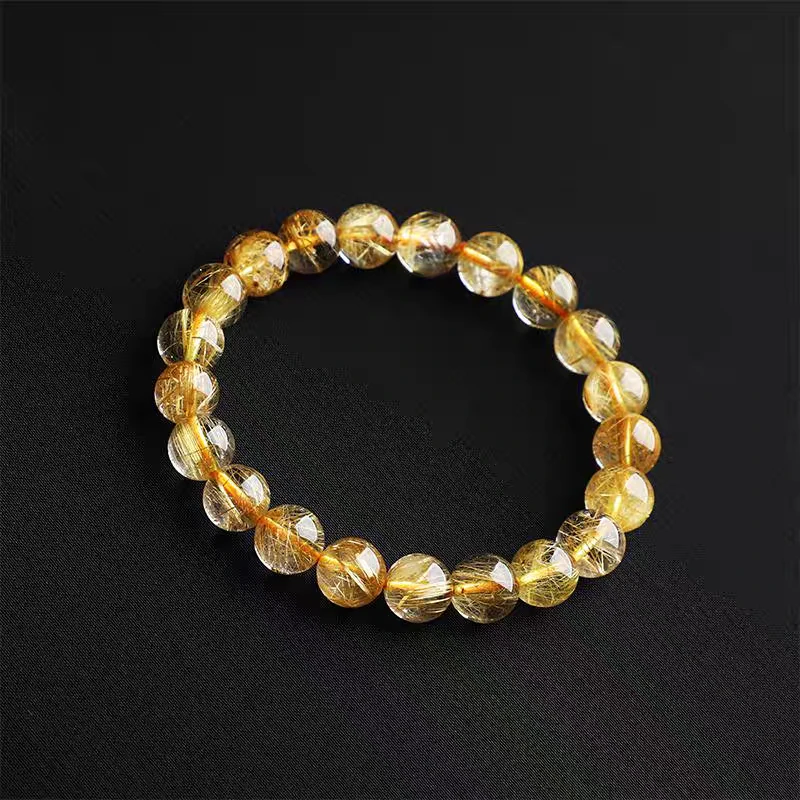 【天然金发晶手链】简约明亮送礼男女同款水晶手串带鉴定证书礼盒装