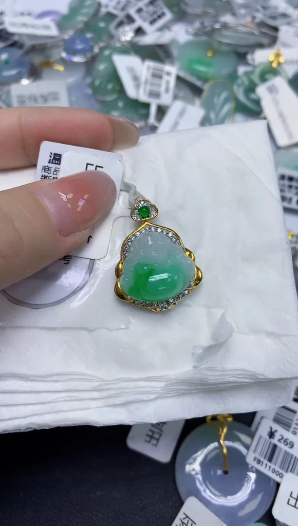 颈饰未镶嵌翡翠天然缅甸翡翠A货百元以上9元证书费自理