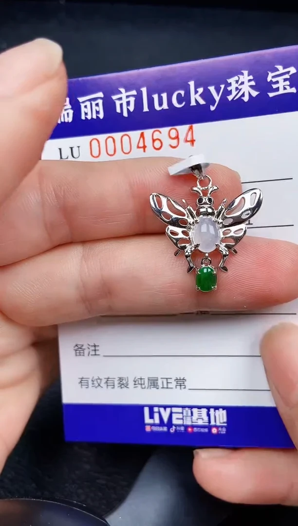 翡翠银S925镶嵌颈饰4694