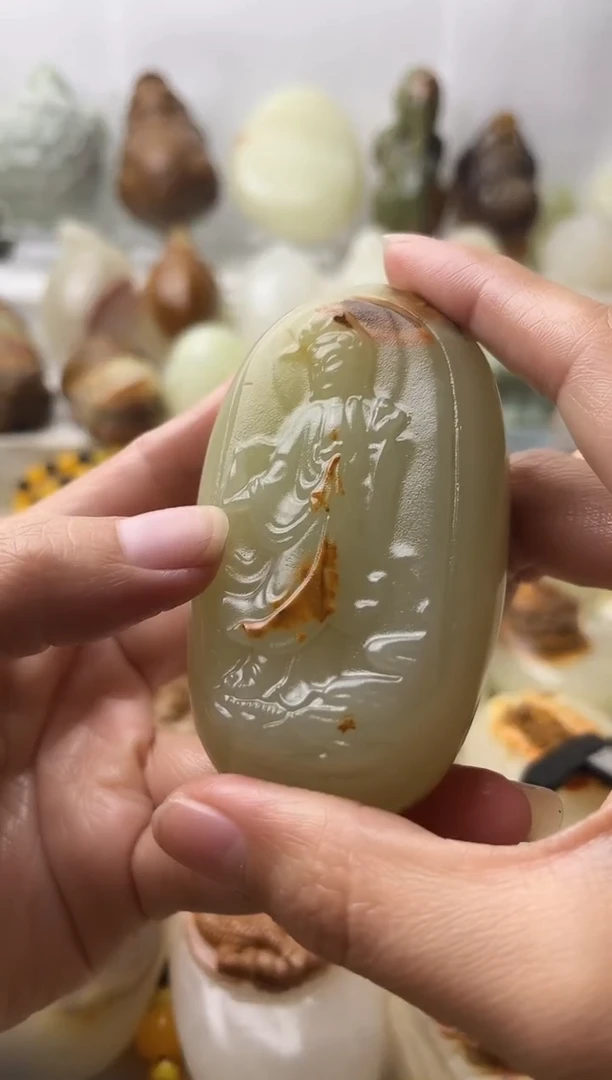 石材古青石棉纹正常不退换观音微瑕