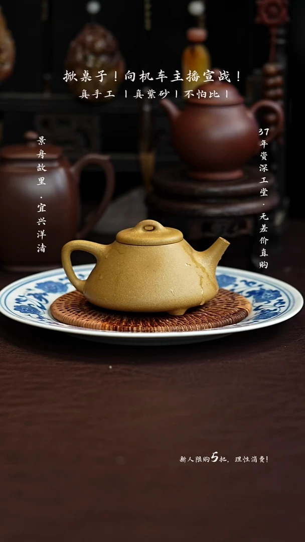 茶壶紫砂原矿手工黄金段子冶石瓢130C