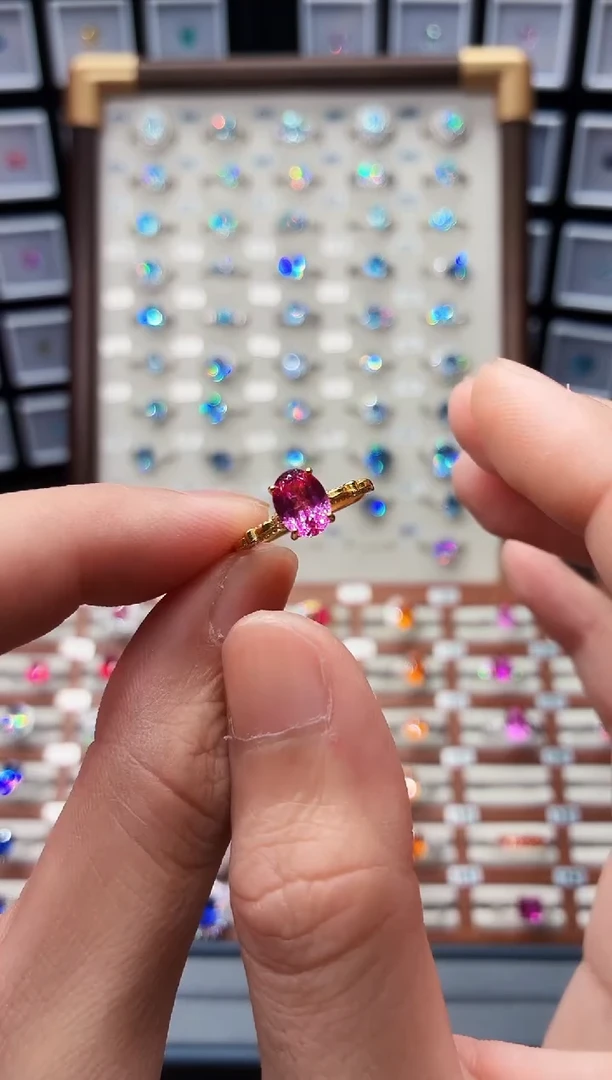 戒指彩色蓝宝石银S925镶嵌1888