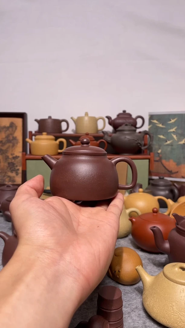 茶杯紫砂封釉大水潭天青仲芳圆壶145cc