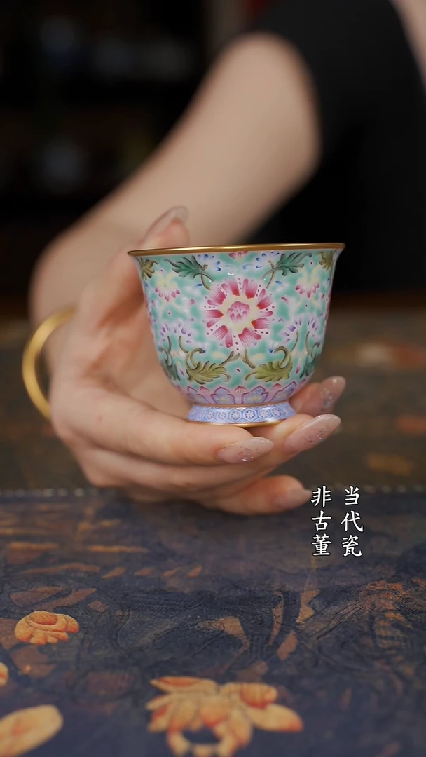 溢珍堂松石绿花神杯