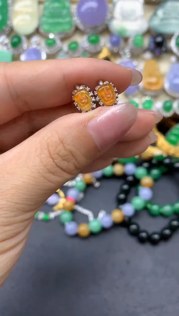 【闪购商品】翡翠耳饰18K金镶嵌257-中国好珍宝