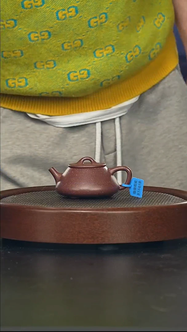 茶壶紫砂平盖石瓢-紫玉金砂-全手工微微瑕 容量-170cc