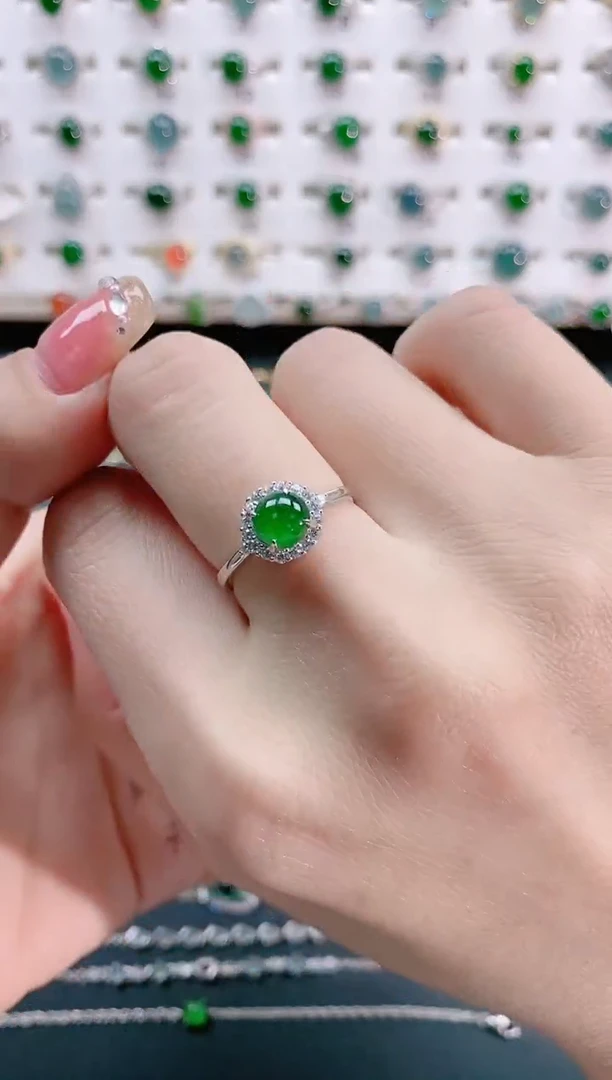 【闪购商品】翡翠戒指银S925镶嵌天然翡翠