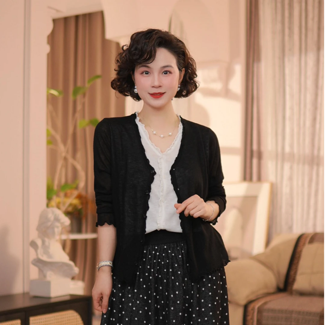 LVMU/吕木【春天的约会】长袖V领针织假两件#25631