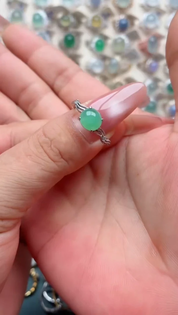 银S925镶嵌戒指翡翠.
