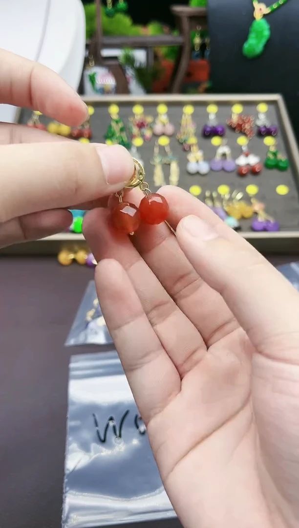 【闪购商品】玛瑙/玉髓耳钉银S925镶嵌w05000