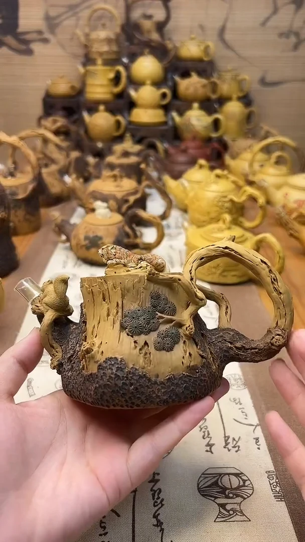 茶壶紫砂小*豆老虎松鼠松桩壶