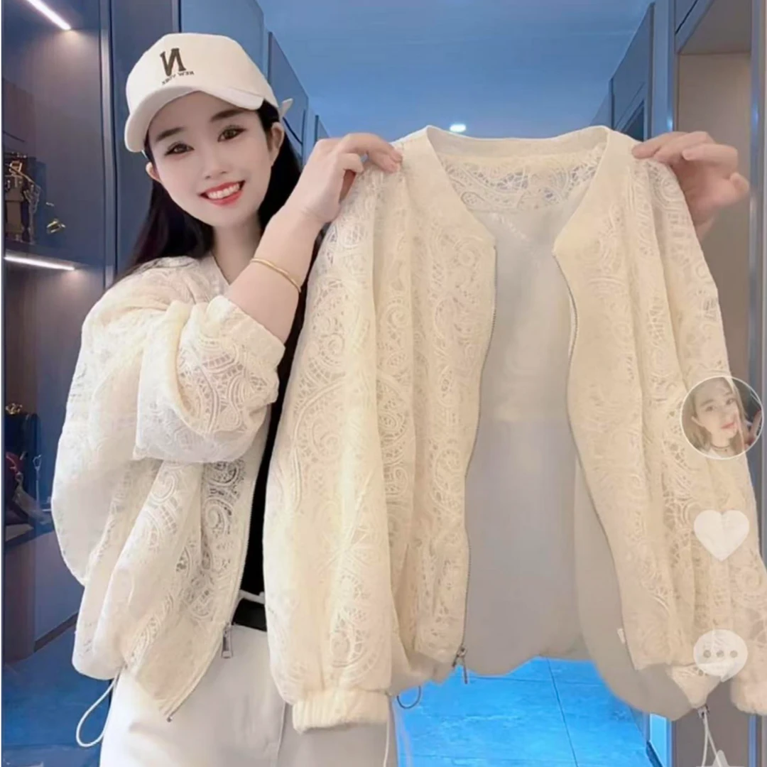 重工镂空蕾丝短款外套女2025春设计感洋气宽松防晒上衣