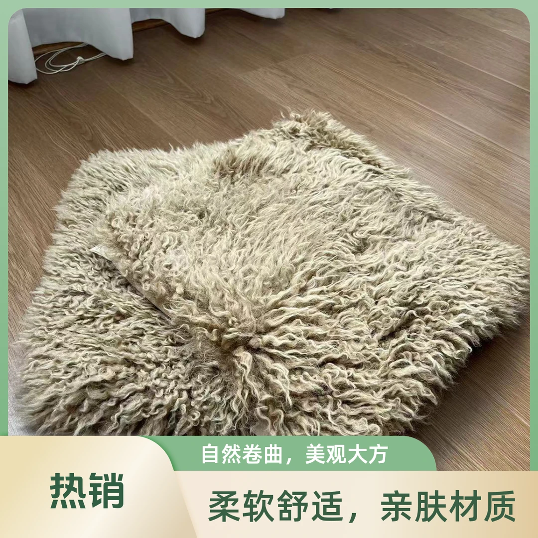 吉羊特惠羊毛皮一体牛皮坐垫椅垫保暖防潮防寒家用防滑加厚耐脏