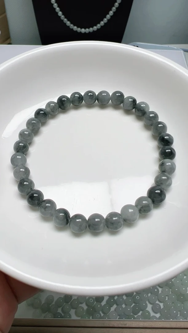 散珠翡翠纯天然缅甸A货翡翠卡6.3冰乌鸡，28颗