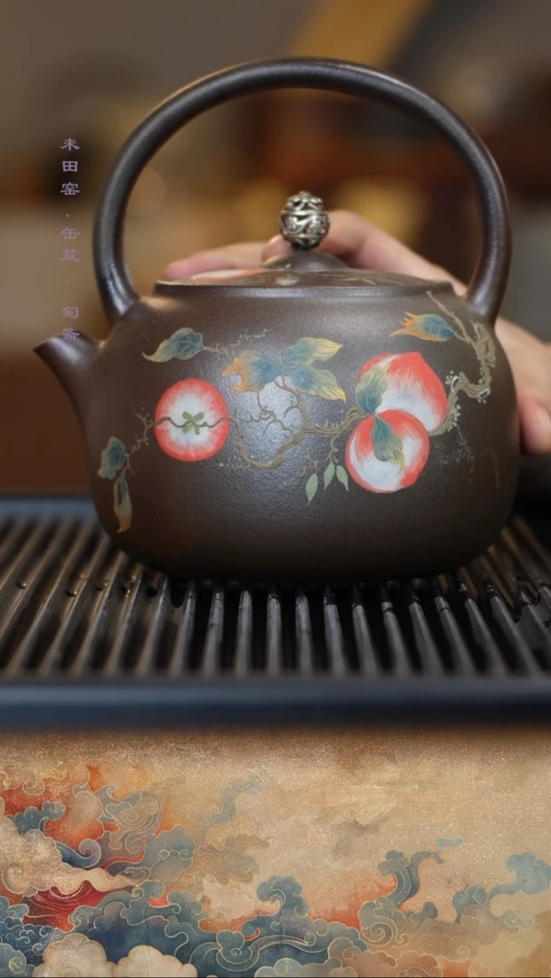 茶壶紫砂柴烧天茶星紫泥五桃煮水壶1300cc