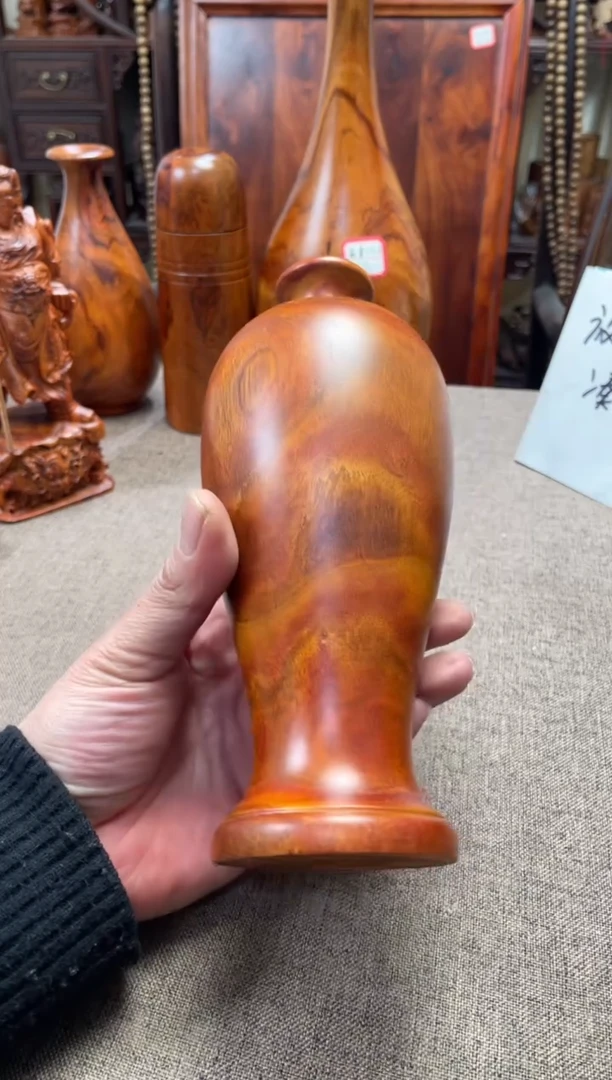 【闪购商品】黄花梨/降香黄檀木艺海黄新料梅瓶8.5/20.3