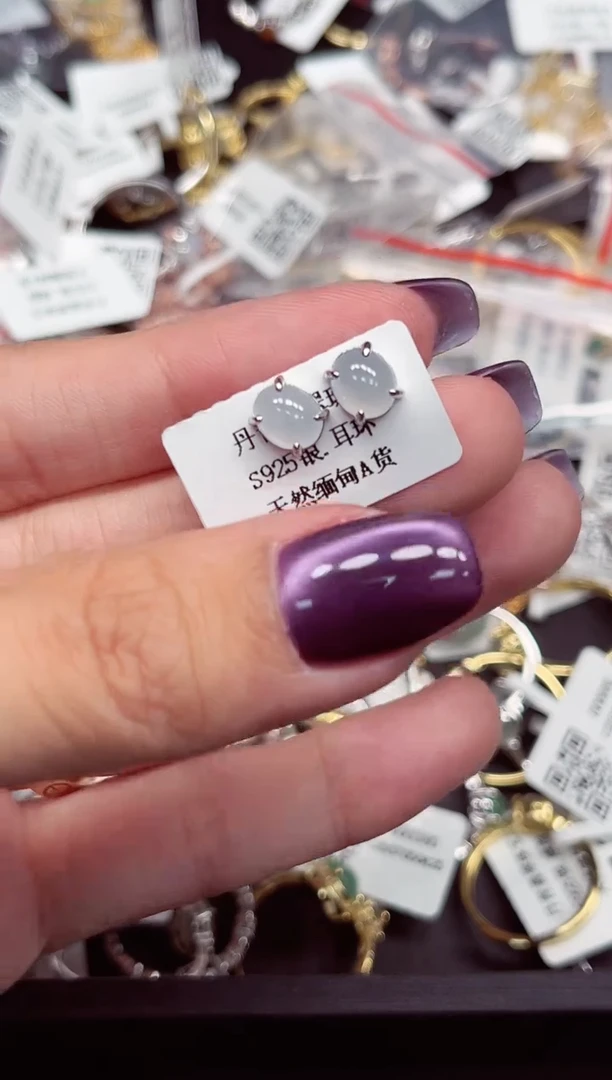 银S925镀金镶嵌戒指翡翠A货 多样性发一