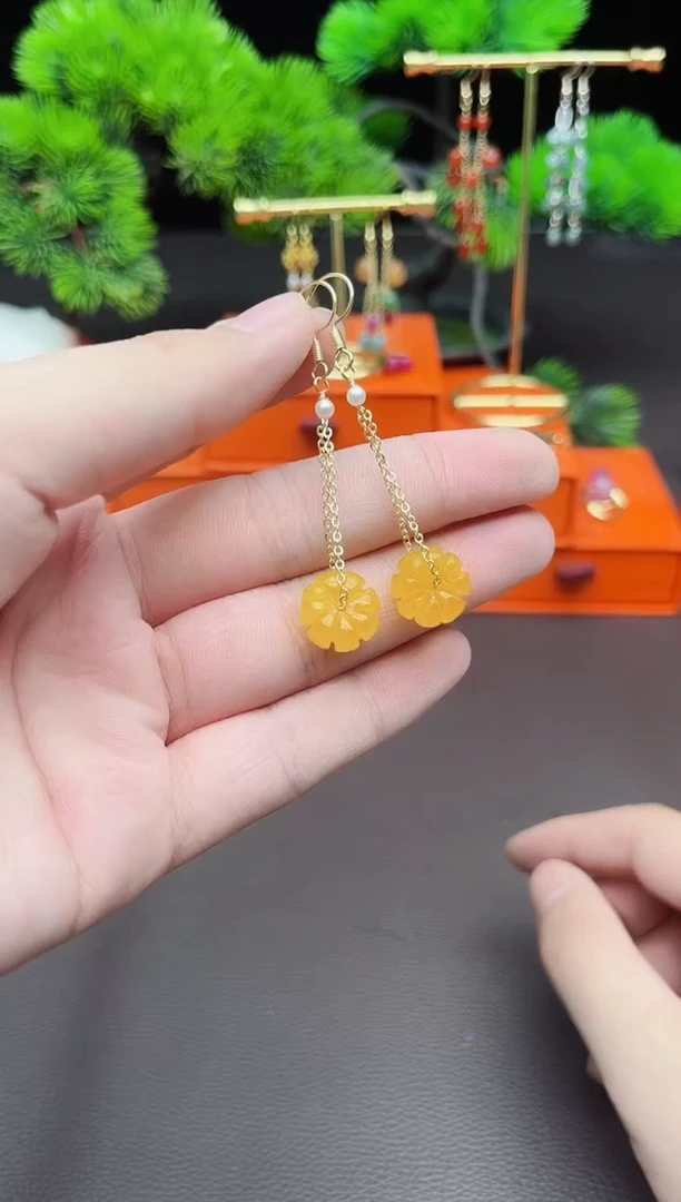 玛瑙/玉髓耳饰银S925镶嵌720