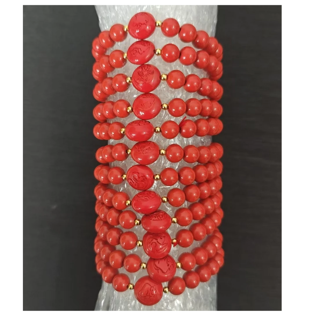 天然辰砂朱砂十二生肖手串（马）