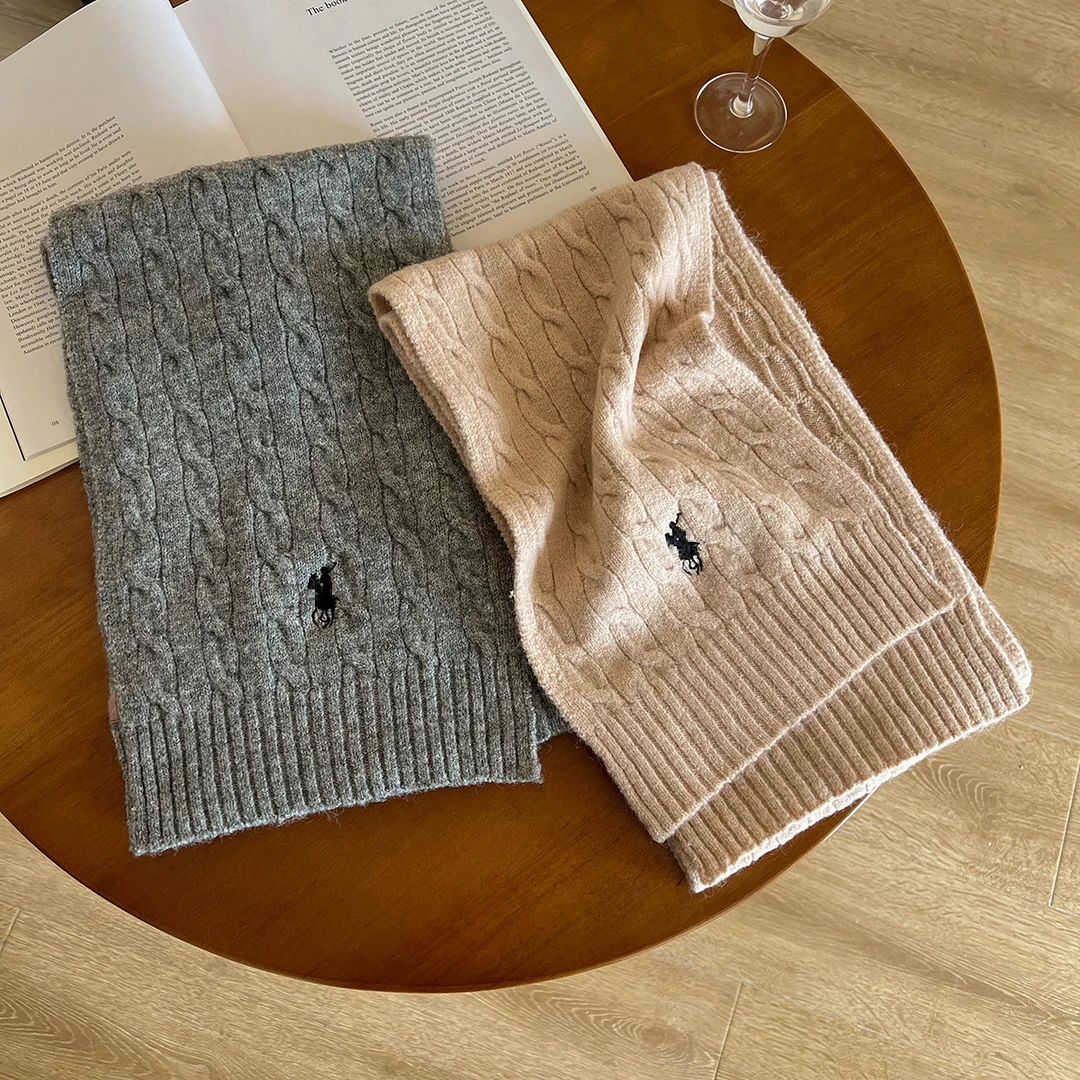 软糯加厚针织纯色羊毛围巾秋冬百搭麻花毛线保暖围脖