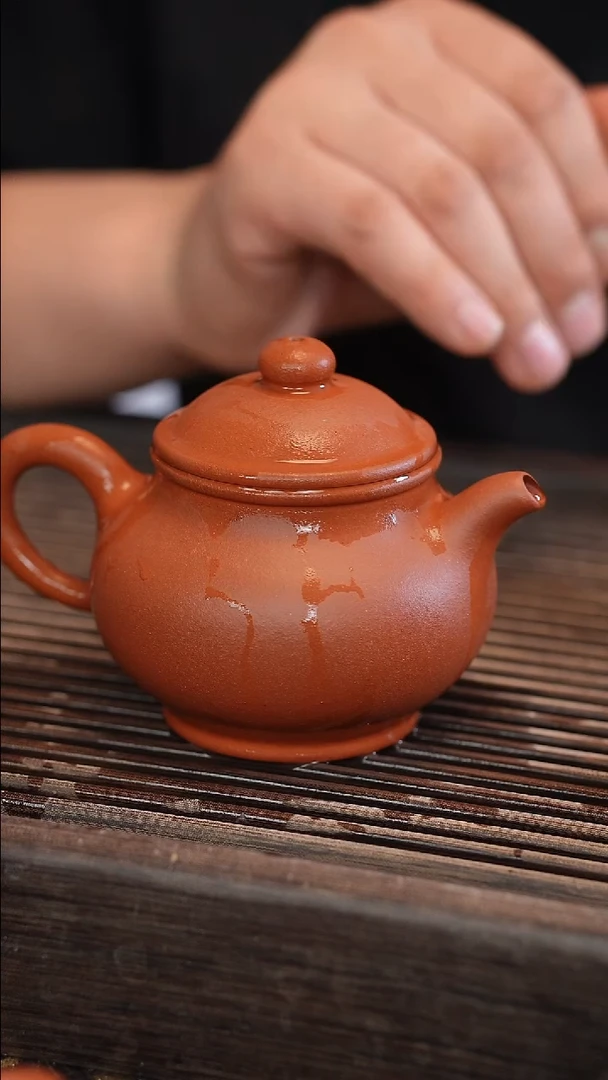 茶壶紫砂潘壶 红清水 半手工 240cc
