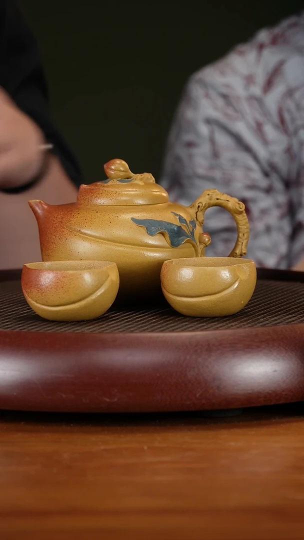 茶壶紫砂58GJF寿桃套组 黄金段450cc