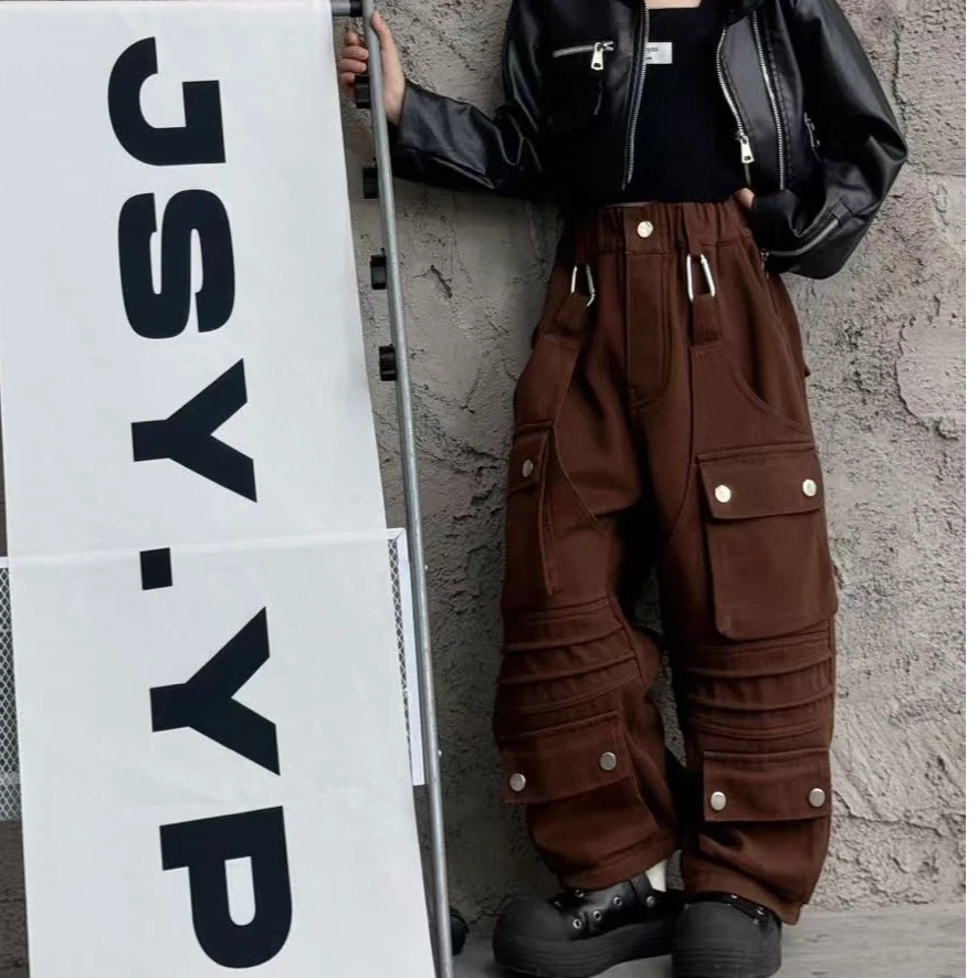 布鲁童品2024秋冬新款加绒裤男童女童束脚潮裤儿童宽松99533