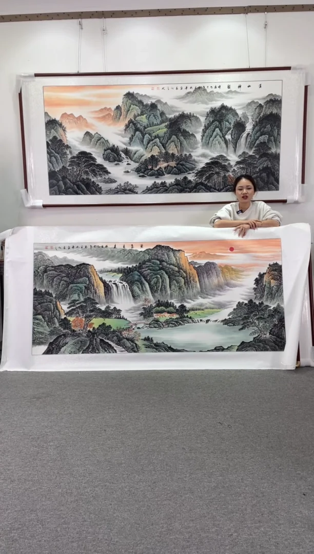 国画紫气东来238*108手绘国画