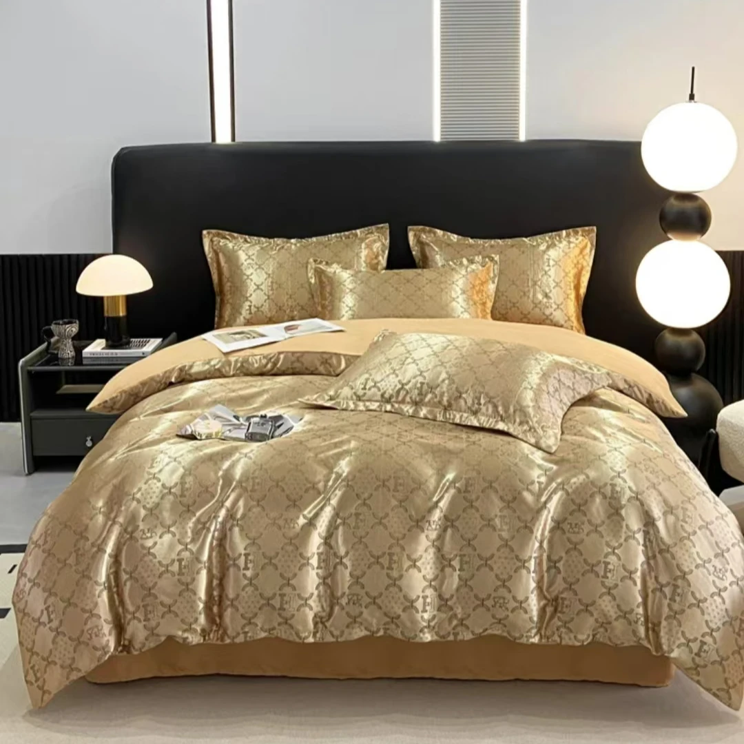 高档欧式奢华四件套贡缎提花轻奢家用高端丝滑床品套件