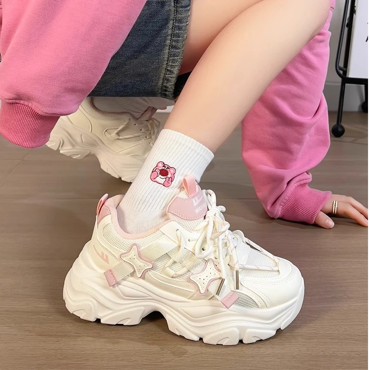 回力女鞋少女粉老爹鞋春季厚底透气白色鞋子女网红爆款运动休闲鞋