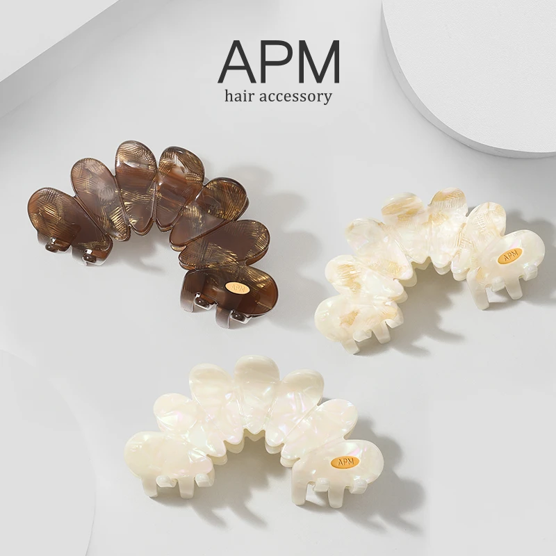 APM轻奢醋酸花瓣抓夹优雅气质花间醉意花朵发夹简约百搭时尚发饰