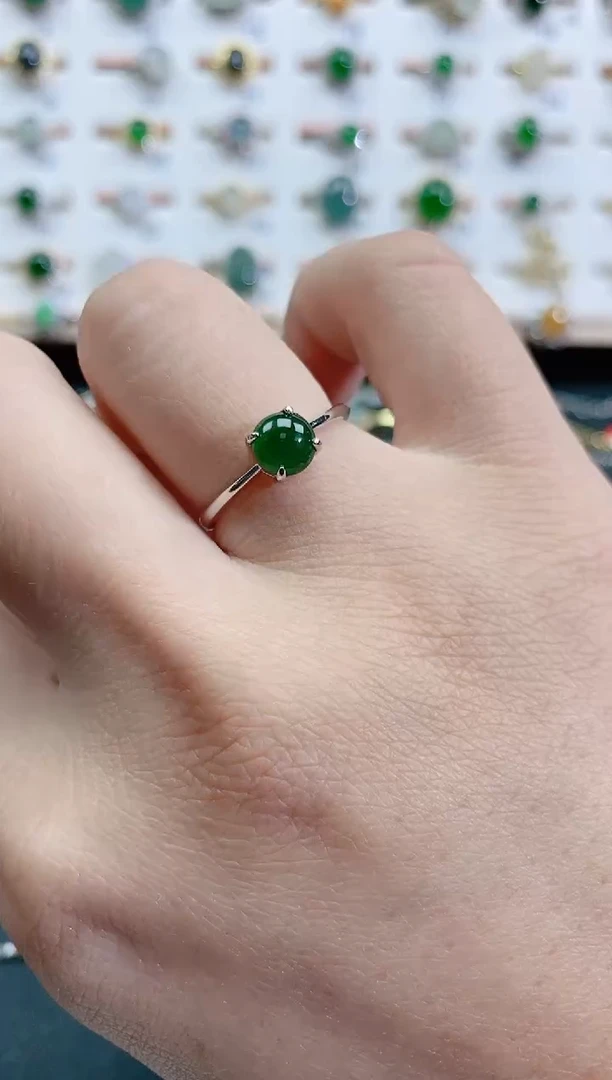银S925镶嵌戒指翡翠天然翡翠