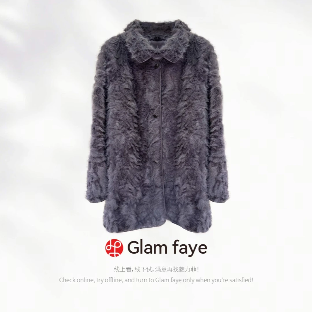人造皮草 【Glam faye】人造皮草 2025冬季毛毛外套