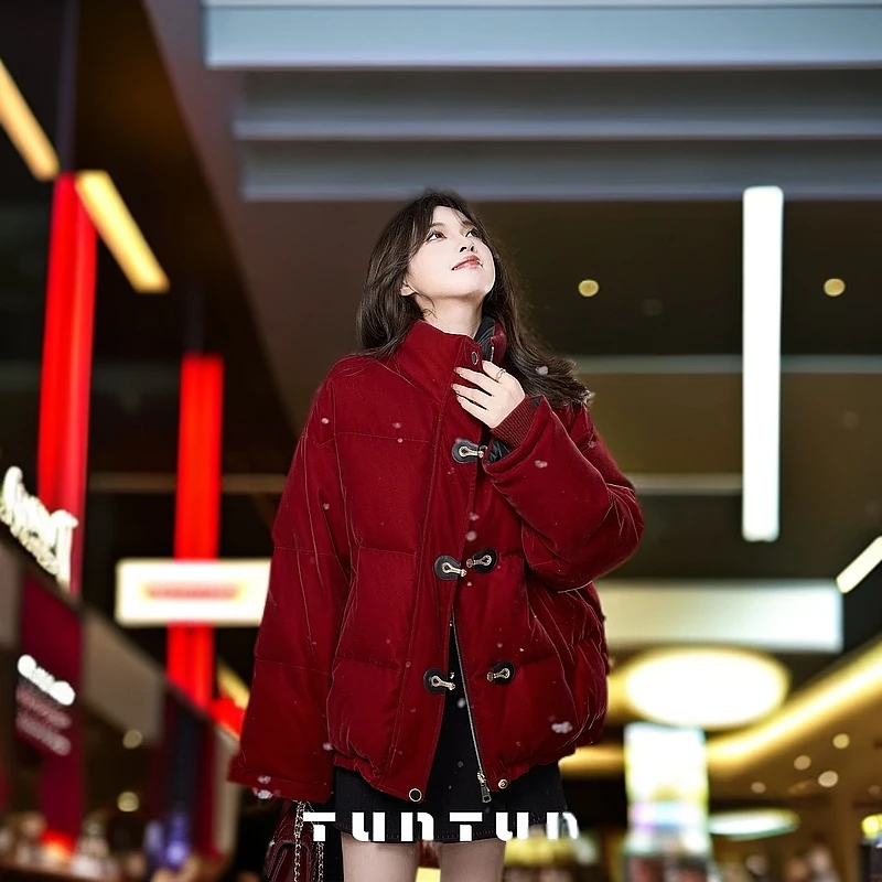 吞吞新年战袍【跨年夜 双面可穿】红黑外套新款面包服双穿棉服羽绒