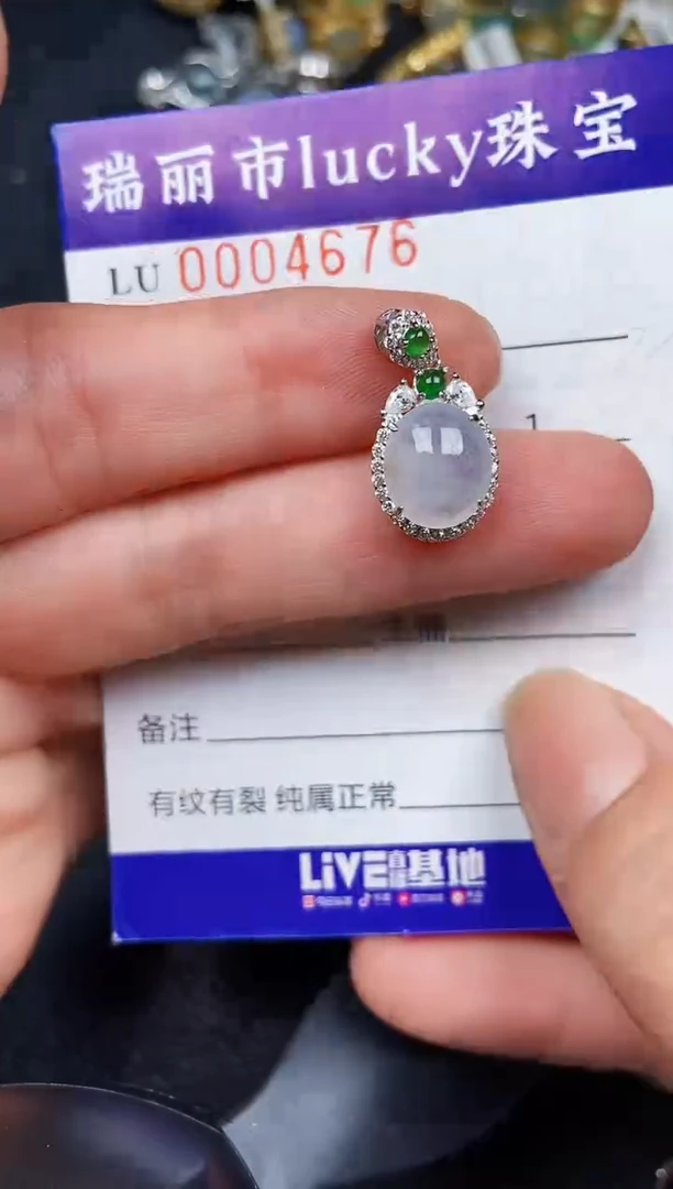 翡翠银S925镶嵌颈饰4676