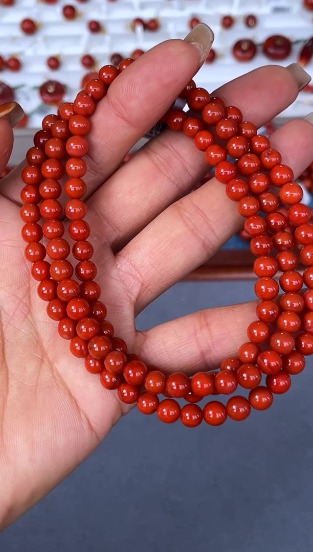 未镶嵌手串南红玛瑙N18凉山瓦西料正色柿子锦多圈