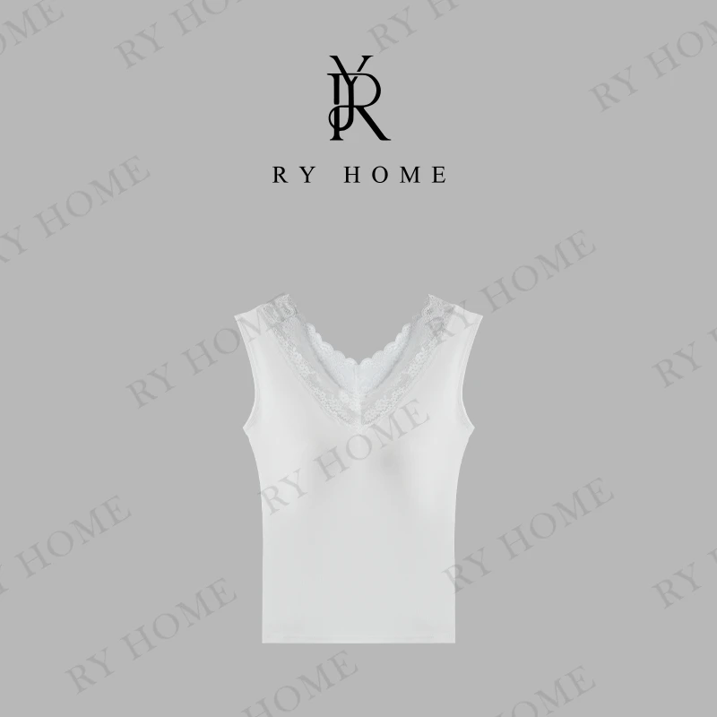 【容雨RYHOME】莫代尔＋肌底花边带胸垫宽肩背心251BX0062