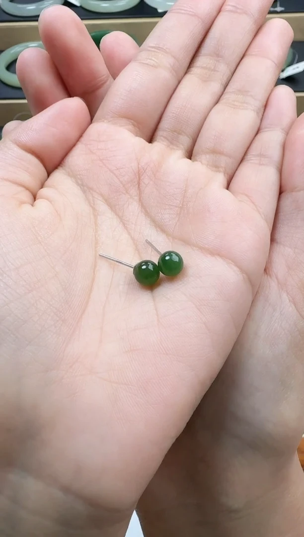 【闪购商品】和田玉耳饰银S925镶嵌耳钉 YY