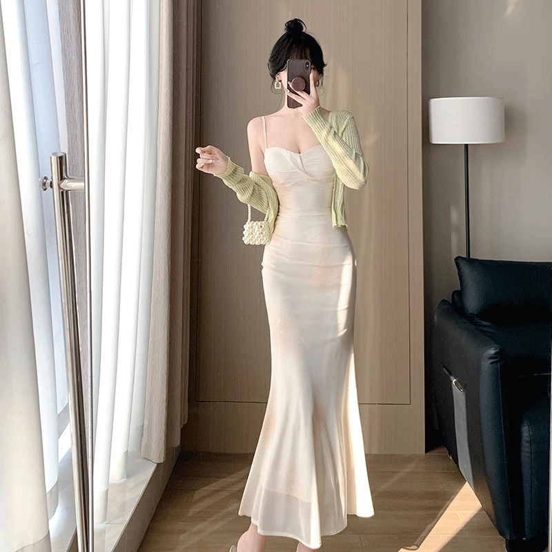 法式气质御姐性感吊带连衣裙女夏季名媛高级感晚礼服收腰显瘦长裙