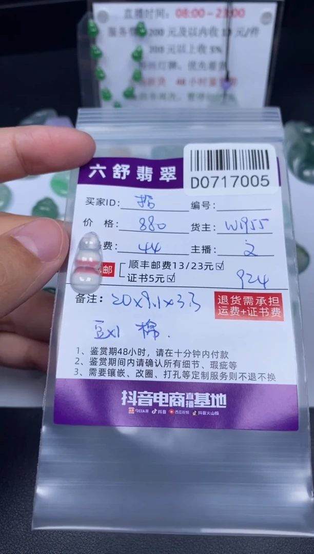 翡翠未镶嵌吊坠(不含链)拾**你D0717005