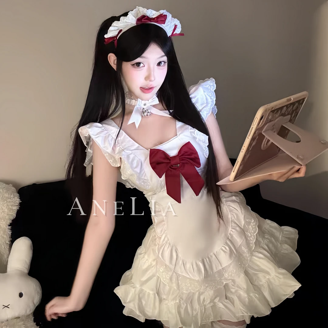 ANELIA 樱桃厨娘 白色cos女仆套装美少女lolita洛丽塔公主
