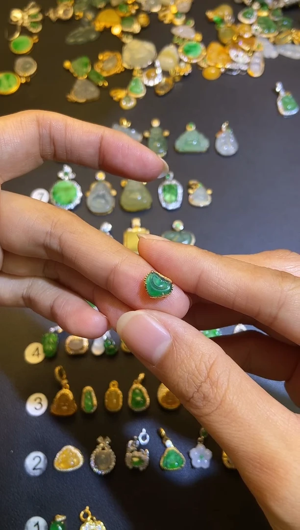 吊坠(不含链)银S925镶嵌翡翠1