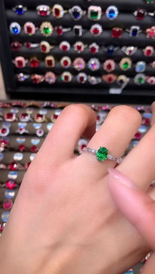 【闪购商品】透辉石戒指银S925镶嵌57