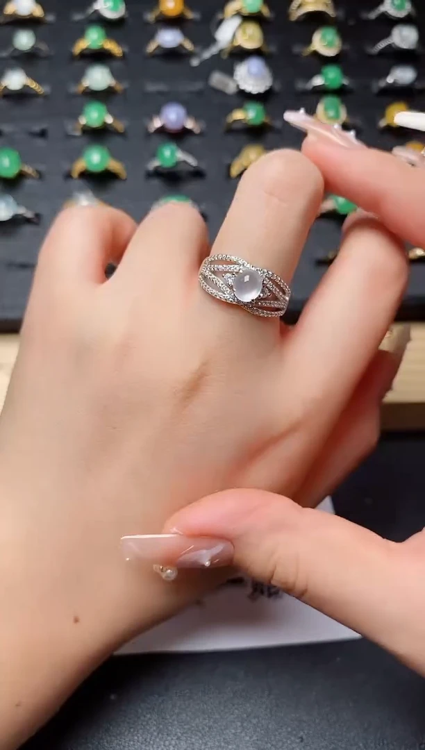 翡翠戒指银S925镶嵌.............