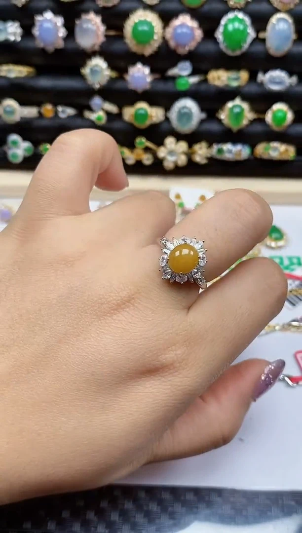 银S925镶嵌戒指翡翠5371