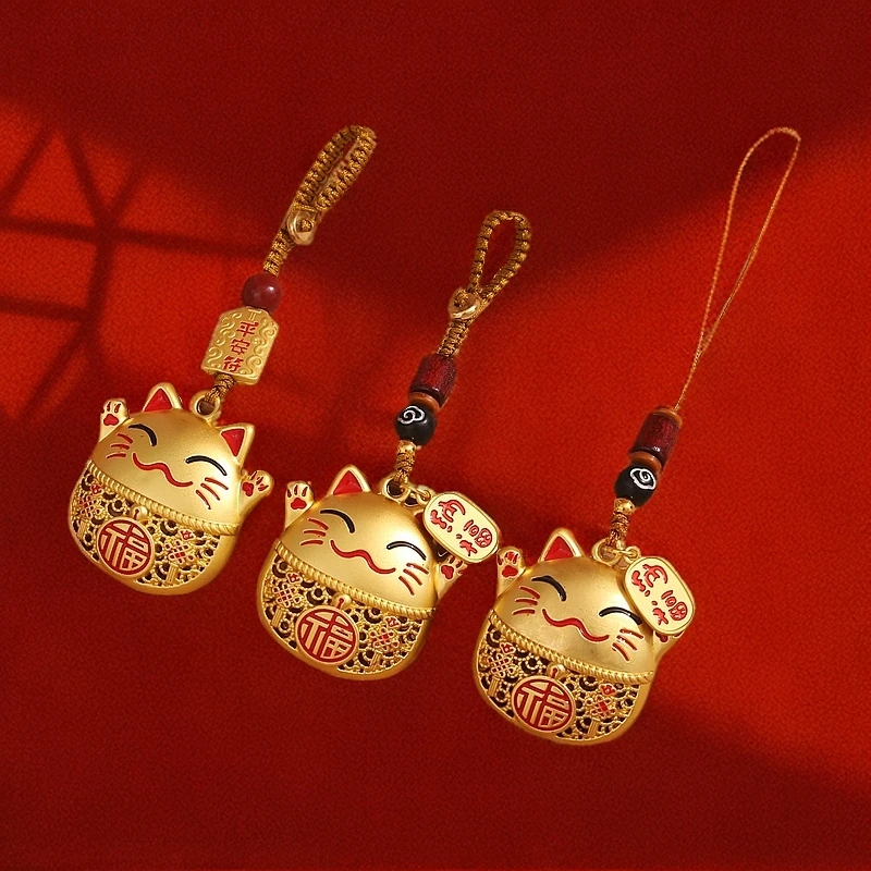招财猫钥匙扣滴油钥匙挂件吊坠金属中国风挂件吊坠汽车钥匙扣