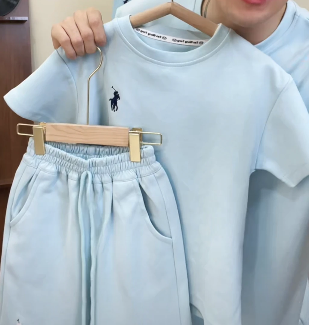 亲子装专享新款夏季套装男女个性休闲短袖绣花套装洋气时髦时尚